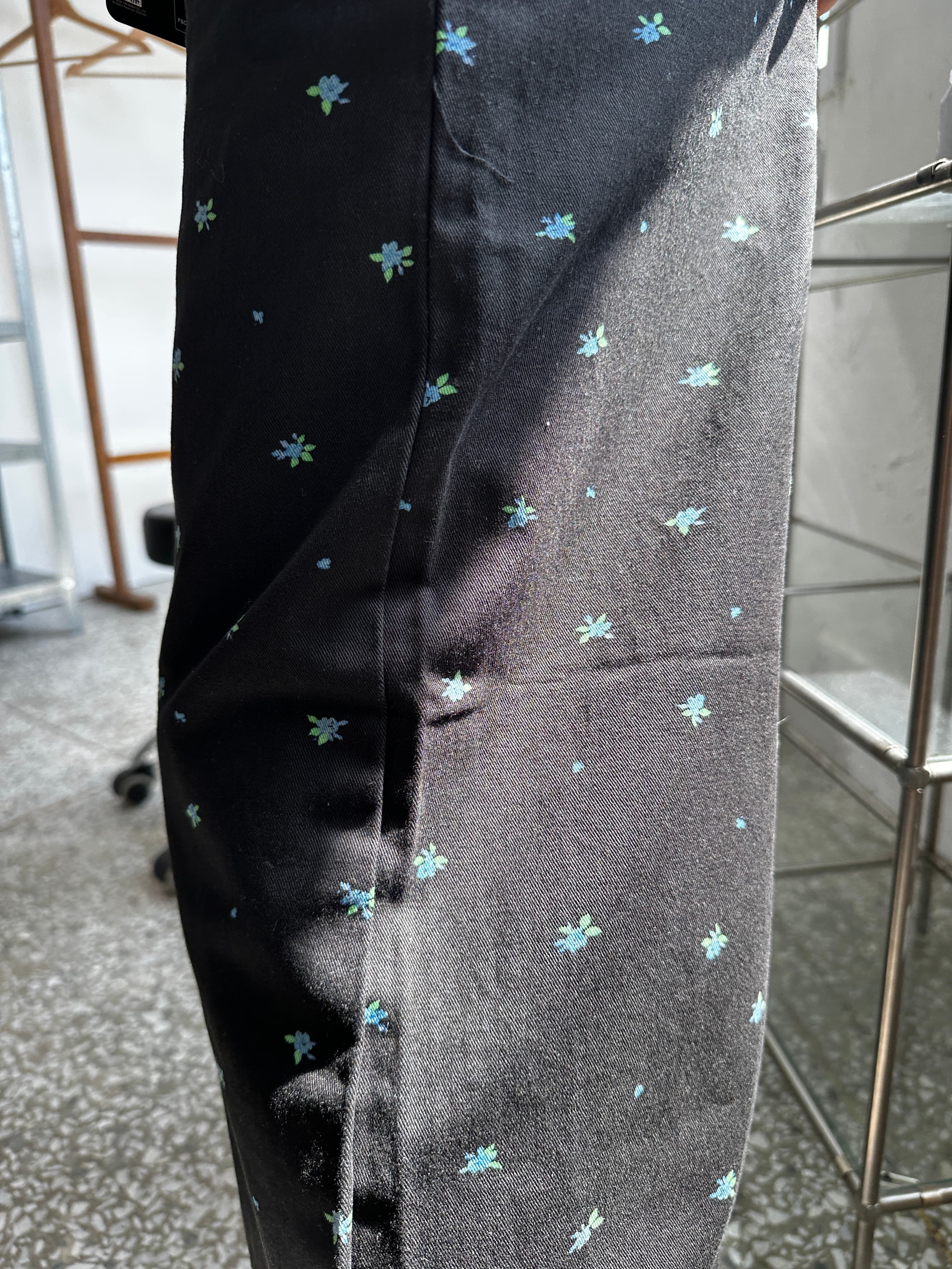[면100/YKK지퍼] 국내생산 S~XL 프렌치 잔꽃무늬 하이 와이드 블랙진 화이트팬츠 hover